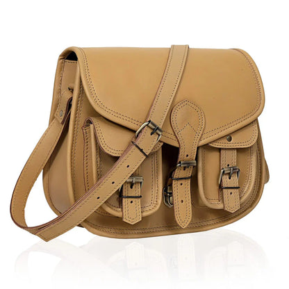 Scarlett Full Grain Leather Saddlebag - GOLDEN CREAM