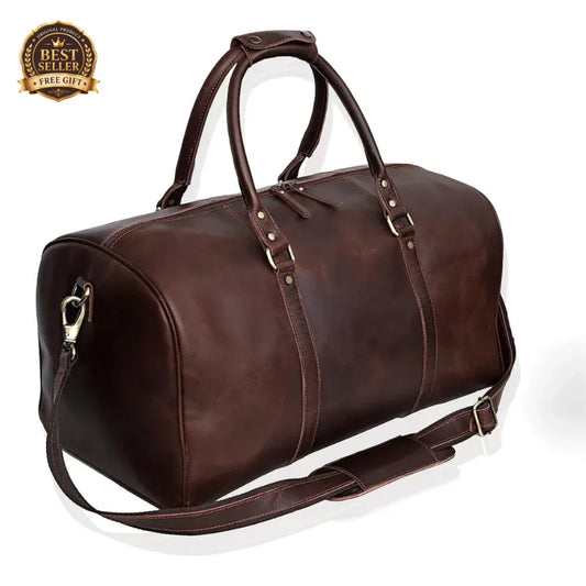 Oxford Brown Leather Duffle Bag For Men