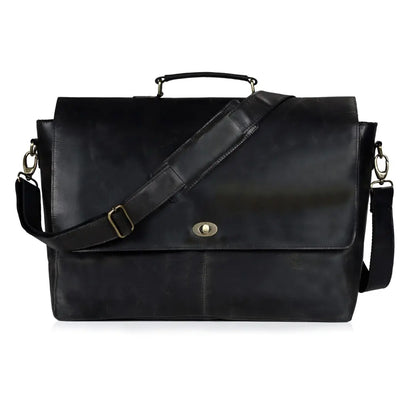 CAPTAIN BLACK LEATHER MESSENGER BAG