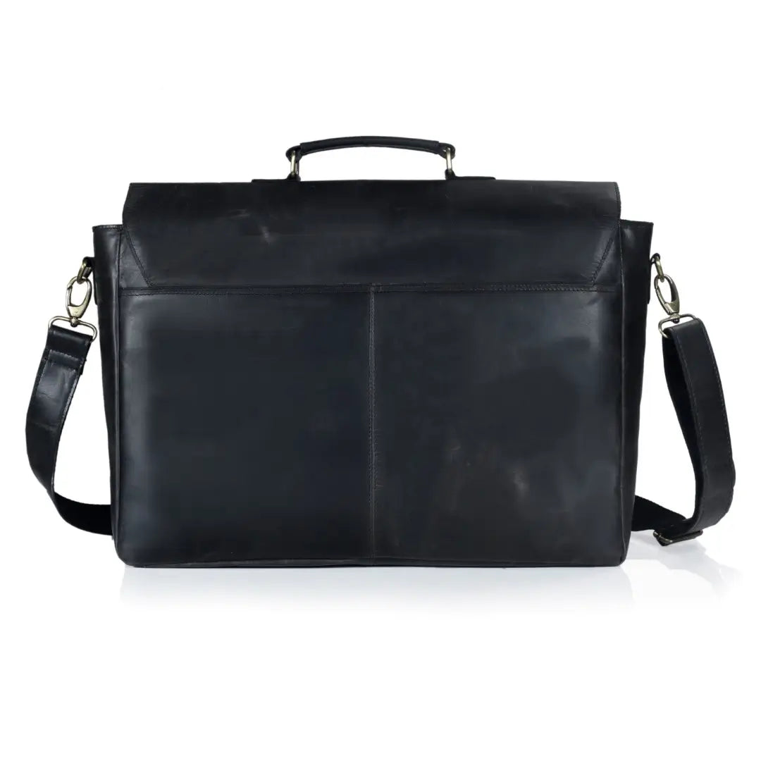CAPTAIN BLACK LEATHER MESSENGER BAG