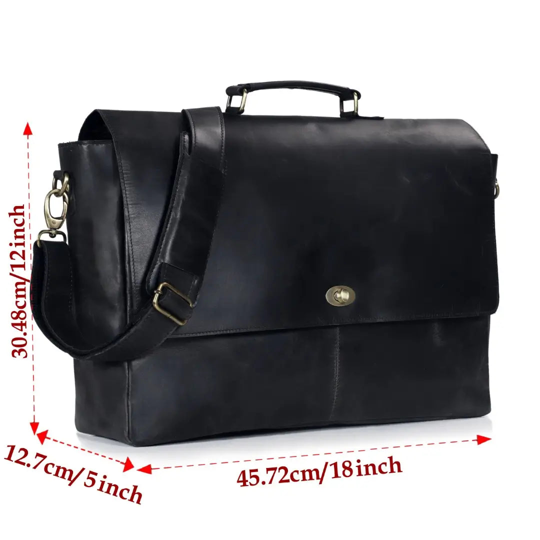 CAPTAIN BLACK LEATHER MESSENGER BAG