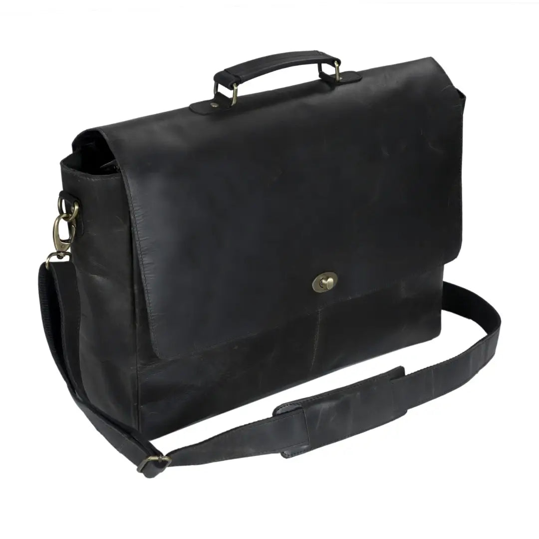 CAPTAIN BLACK LEATHER MESSENGER BAG