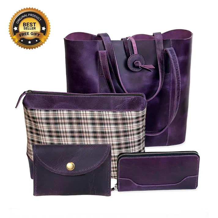 Wrexham Purple Leather Tote Bag Combo For Women