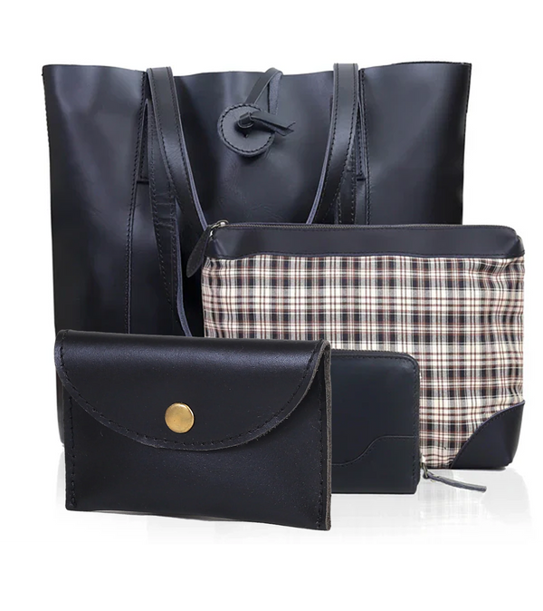 Wrexham Black Leather Tote Bag Combo For Women