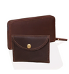 Slim Brown Leather Wallet + Coin Purse Combo