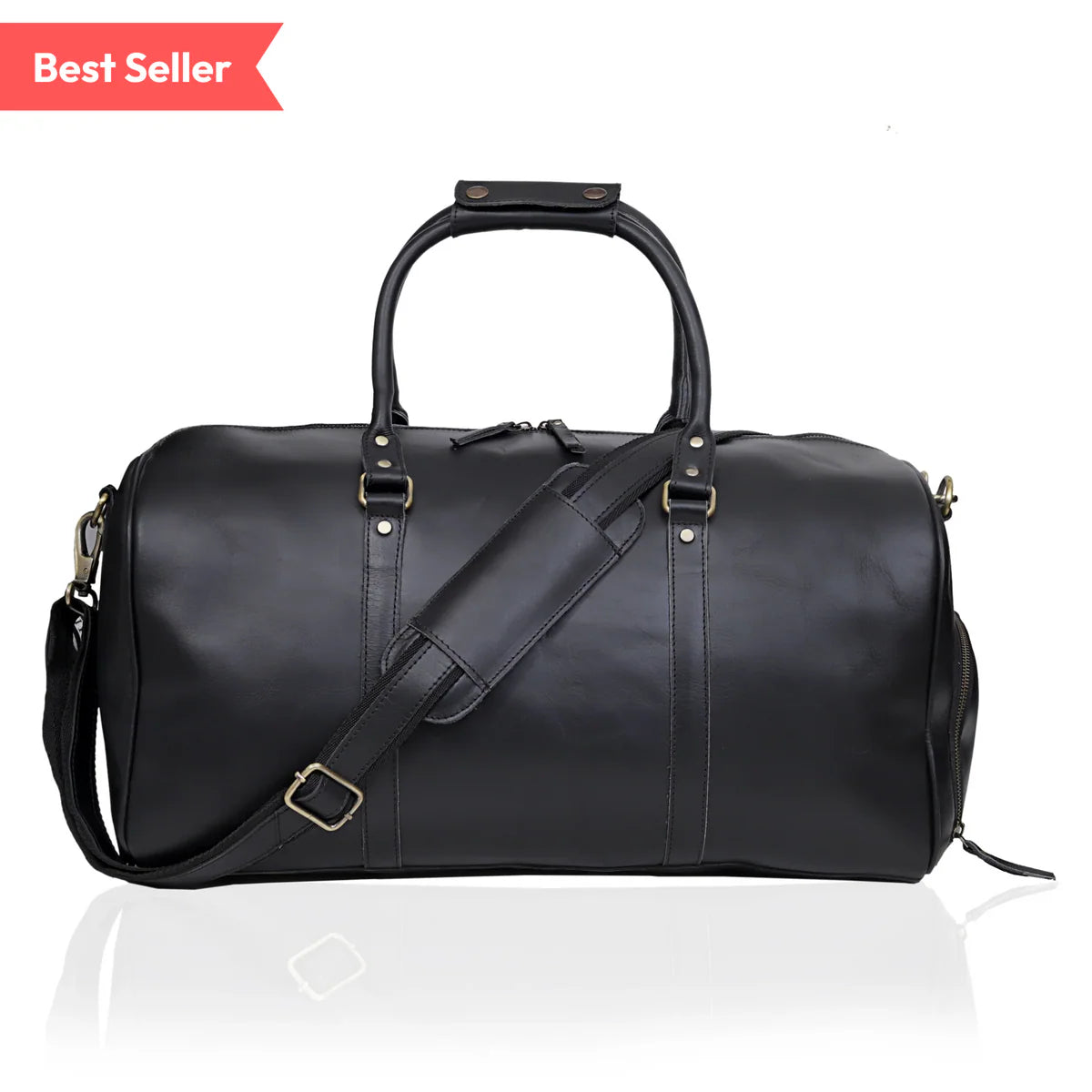 Oxford Black Leather Duffle Bag For Men