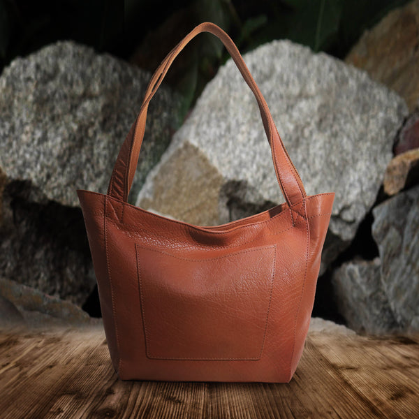 Almost Perfect Mayfair Leather Tote Handbag for Women - Tan