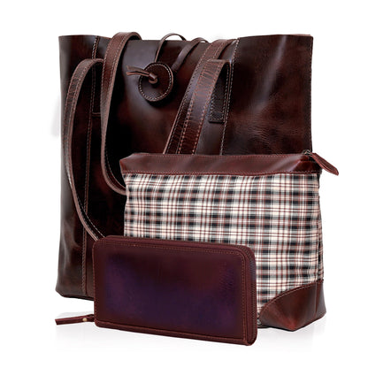Brown Leather Heart Wristlet