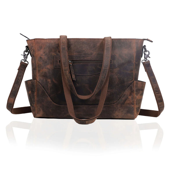 Chelsea Vintage Brown Leather Tote Bag Combo For Women