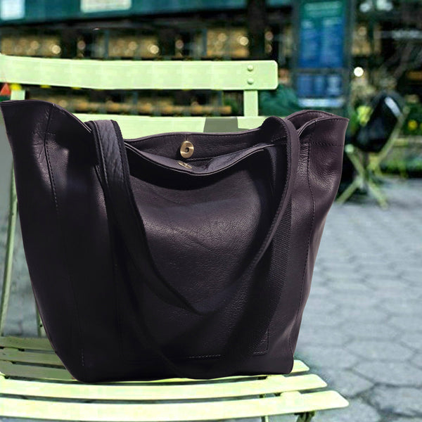 Almost Perfect Mayfair Leather Tote Handbag for Women - Black