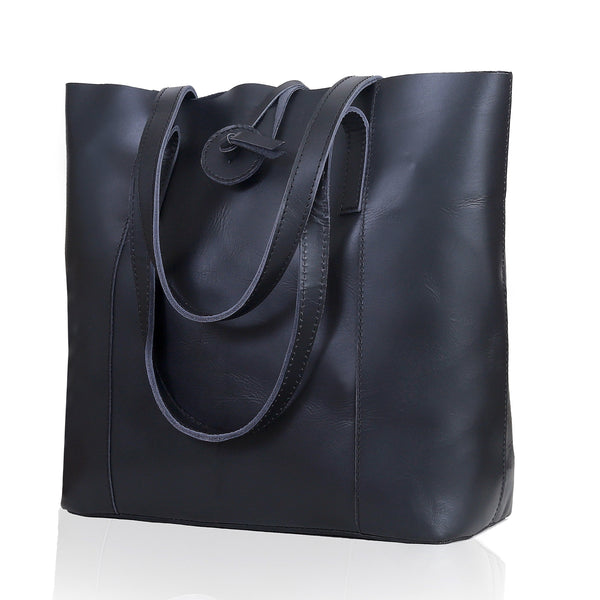 Wrexham Black Leather Tote Bag For Women