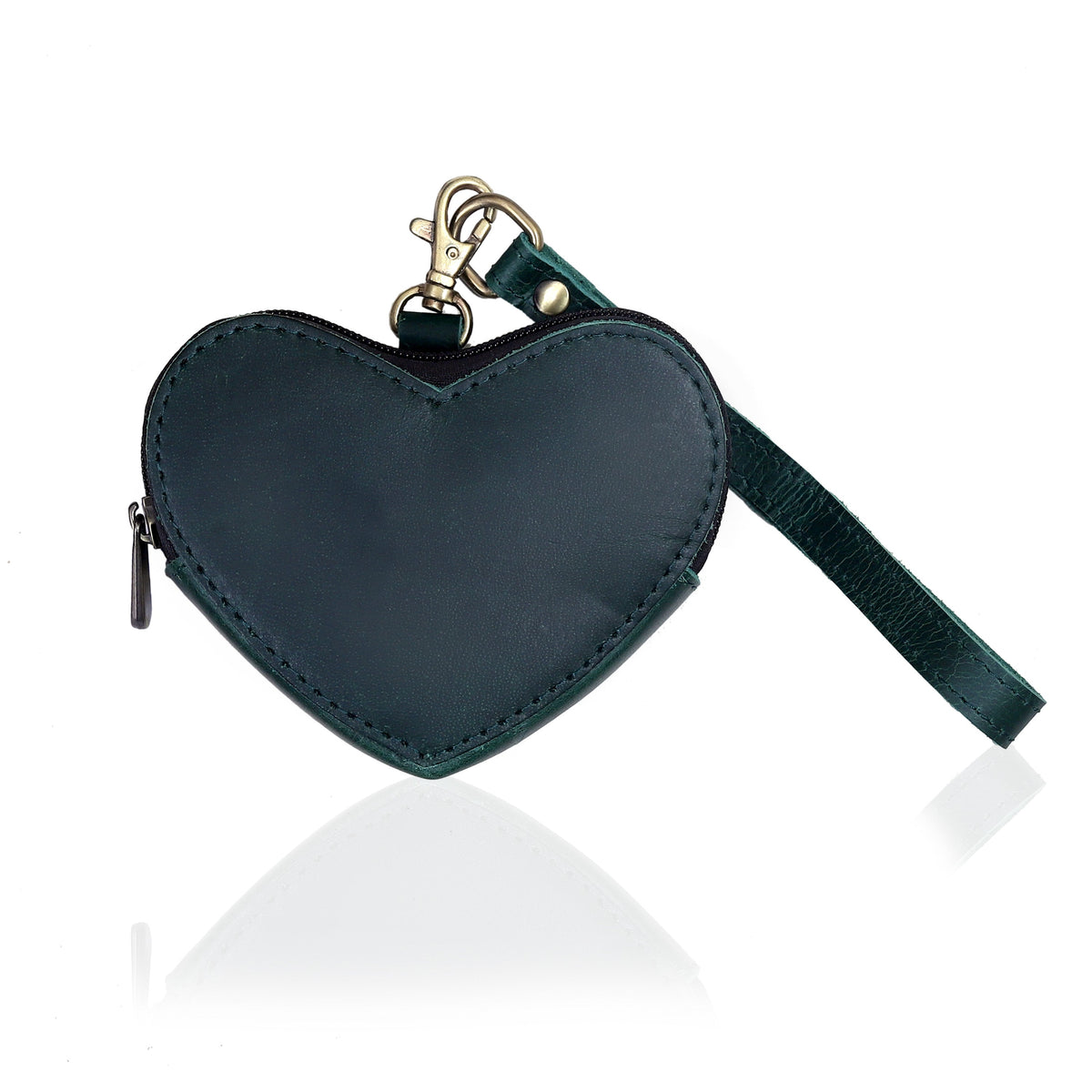 Navy Leather Heart Wristlet