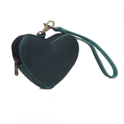 Navy Leather Heart Wristlet