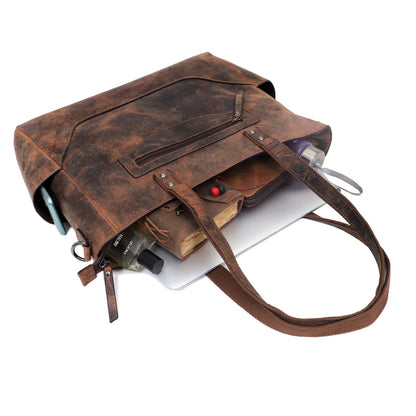 Portland Buffalo Leather Almost Perfect Tote Bag - Vintage Brown