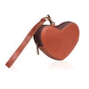 Tan Leather Heart Wristlet