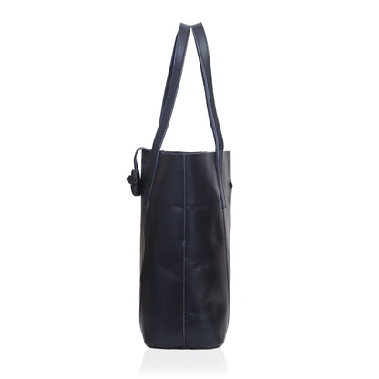 DENVER LEATHER TOTE BAG - BLACK