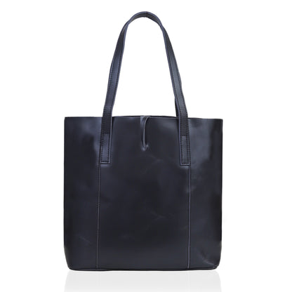DENVER LEATHER TOTE BAG - BLACK