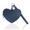 Navy Leather Heart Wristlet
