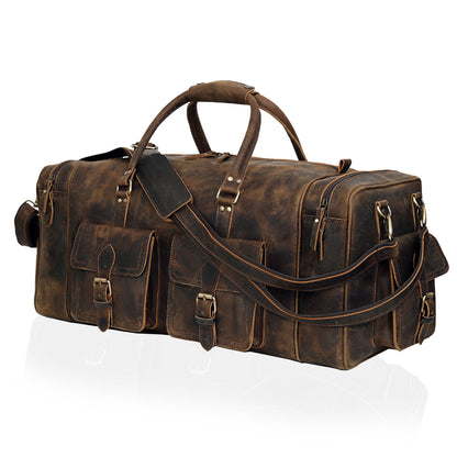 NEW JERSEY LEATHER DUFFEL BAG VINTAGE -  BROWN