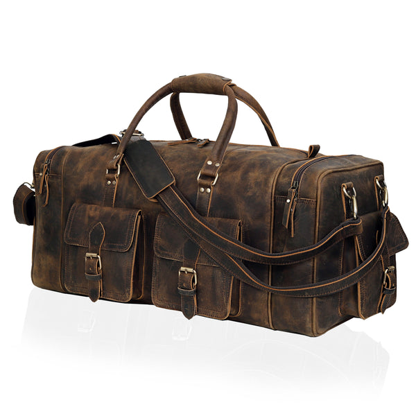 Wimbledon Vintage Brown Leather Duffle Bag For Men
