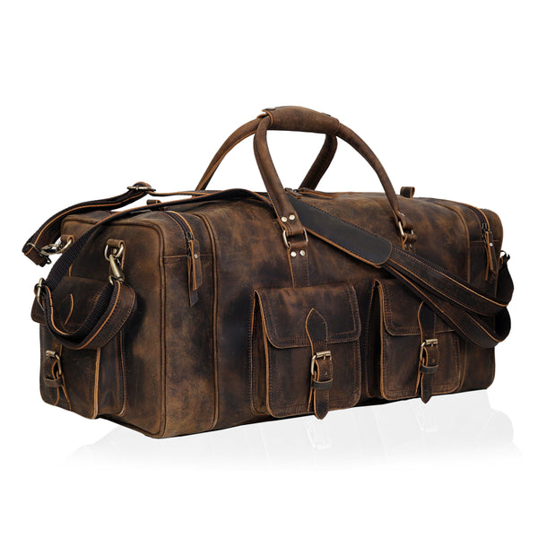 Wimbledon Vintage Brown Leather Duffle Bag For Men