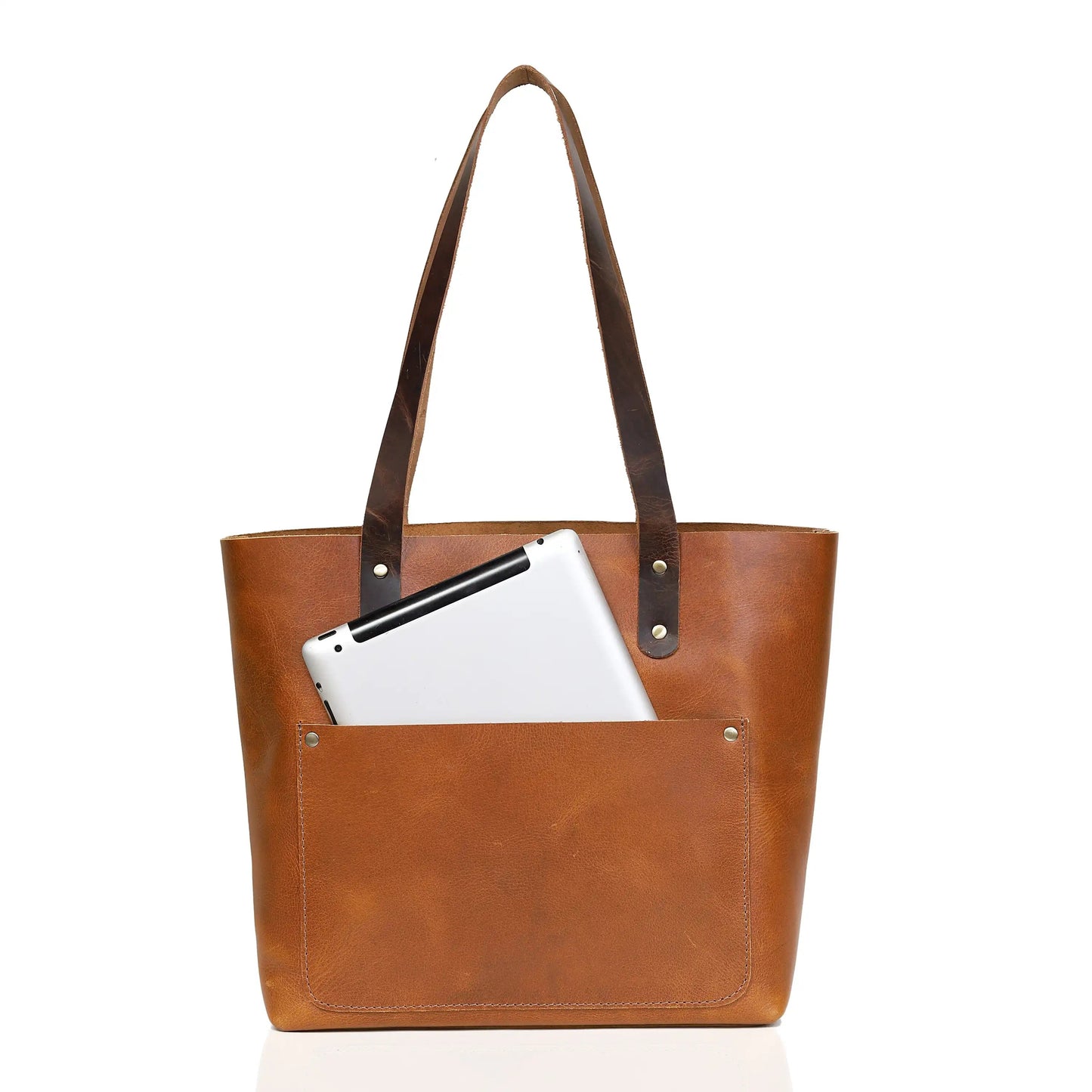 TAN BELLA BUFFALO LEATHER TOTE BAG