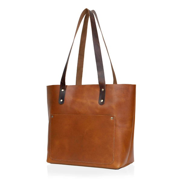 Leeds Tan Leather Tote Bag For Women