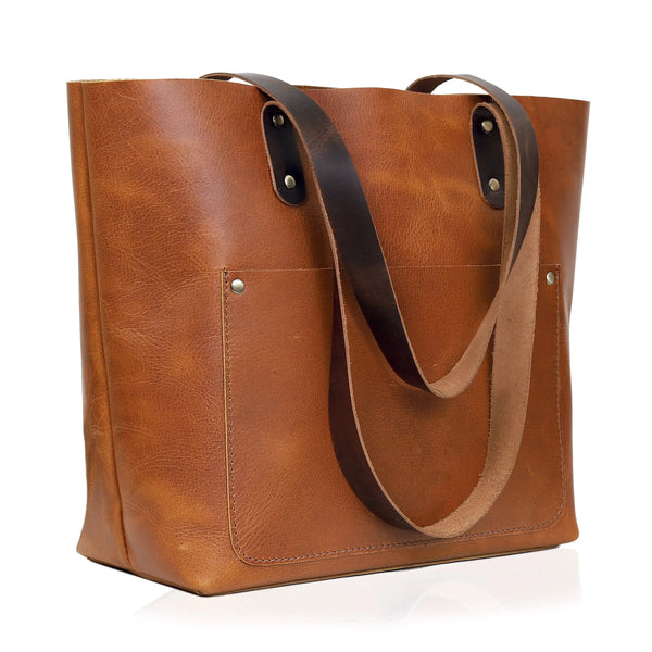 Leeds Tan Leather Tote Bag For Women