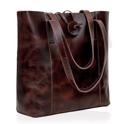 DENVER LEATHER TOTE BAG - BURGUNDY