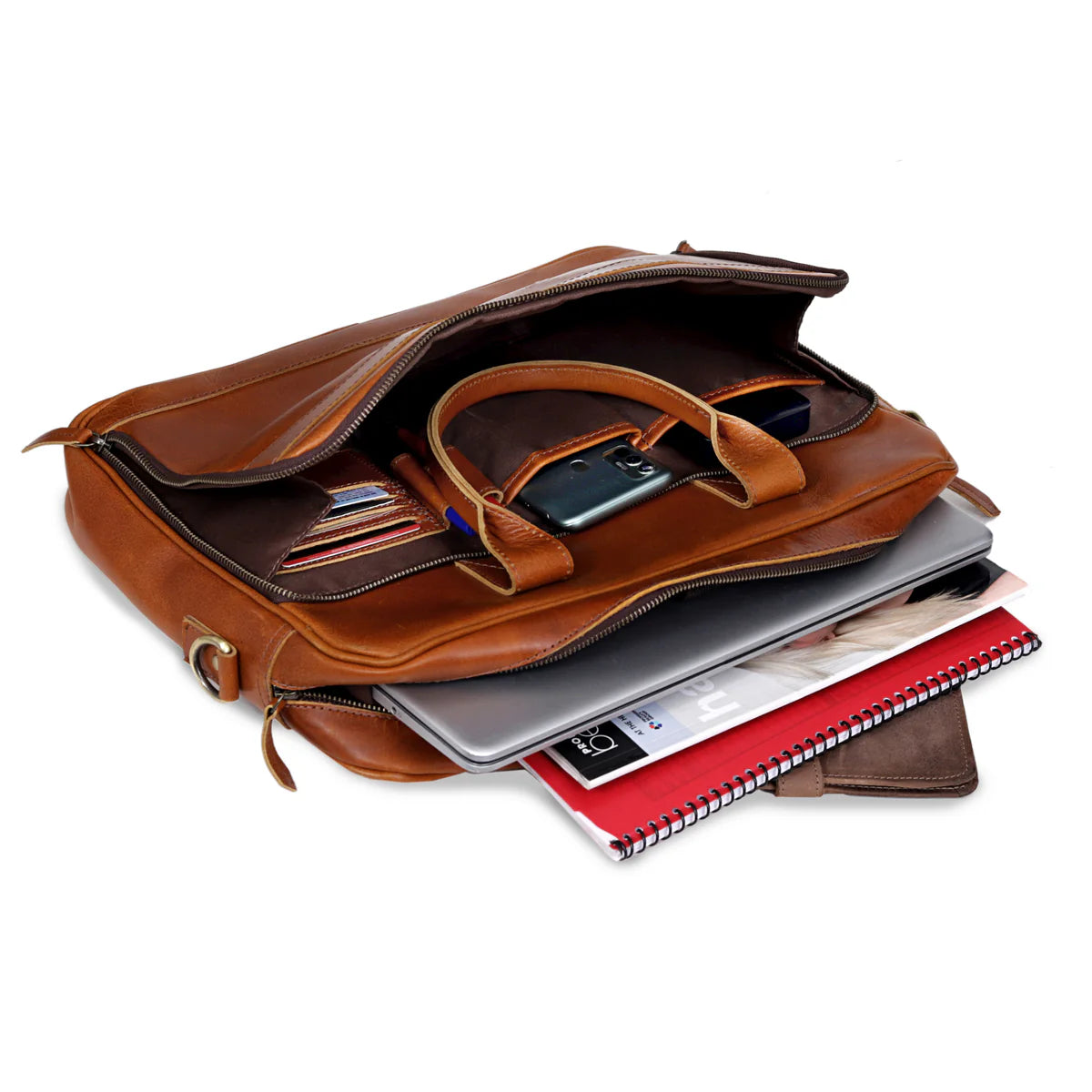 Fort William Tan Leather Briefcase For Men