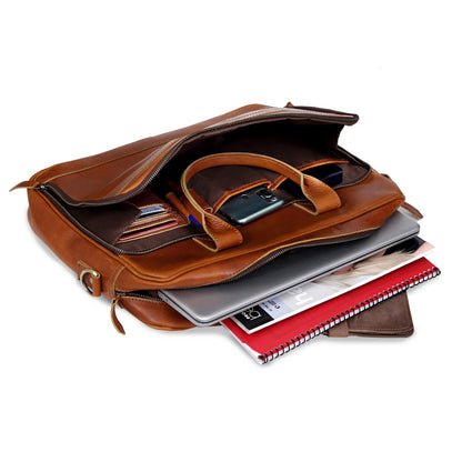Fort William Tan Leather Briefcase For Men