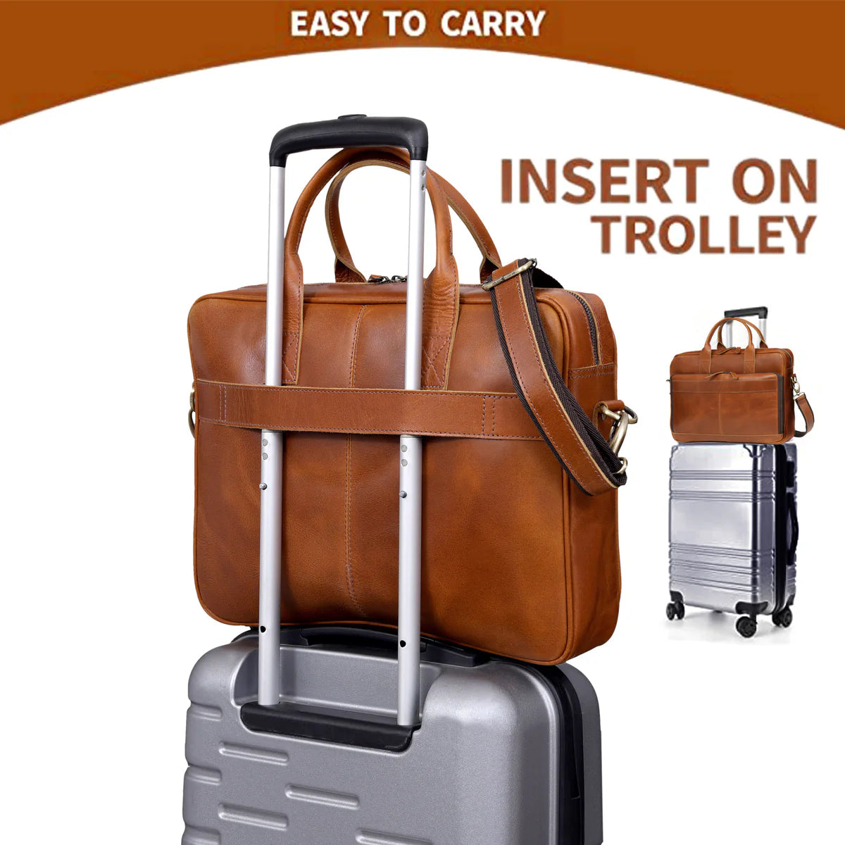 Fort William Tan Leather Briefcase For Men