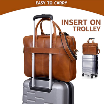 Fort William Tan Leather Briefcase For Men