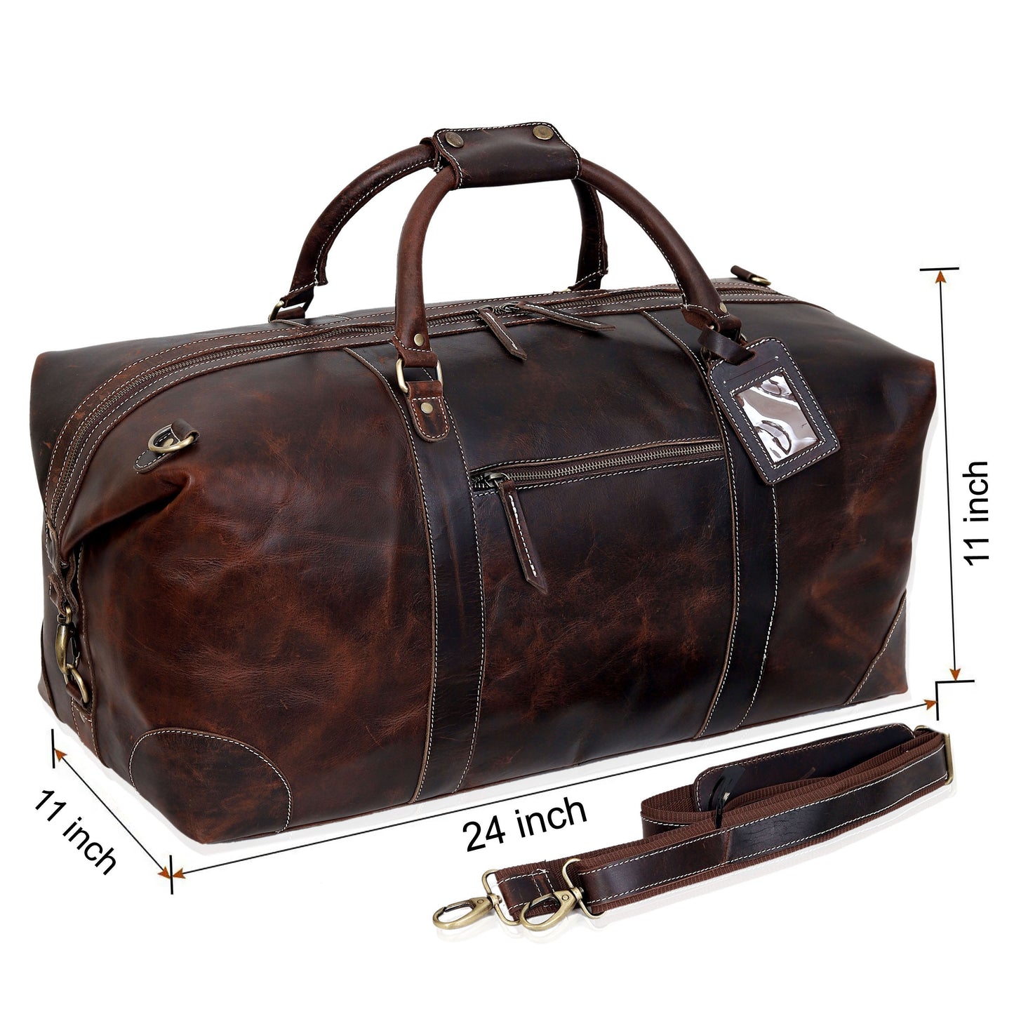 FRENCH LEATHER DUFFEL BAG MEN - BROWN