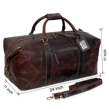 FRENCH LEATHER DUFFEL BAG MEN - BROWN