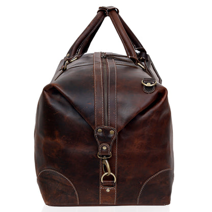 FRENCH LEATHER DUFFEL BAG MEN - BROWN