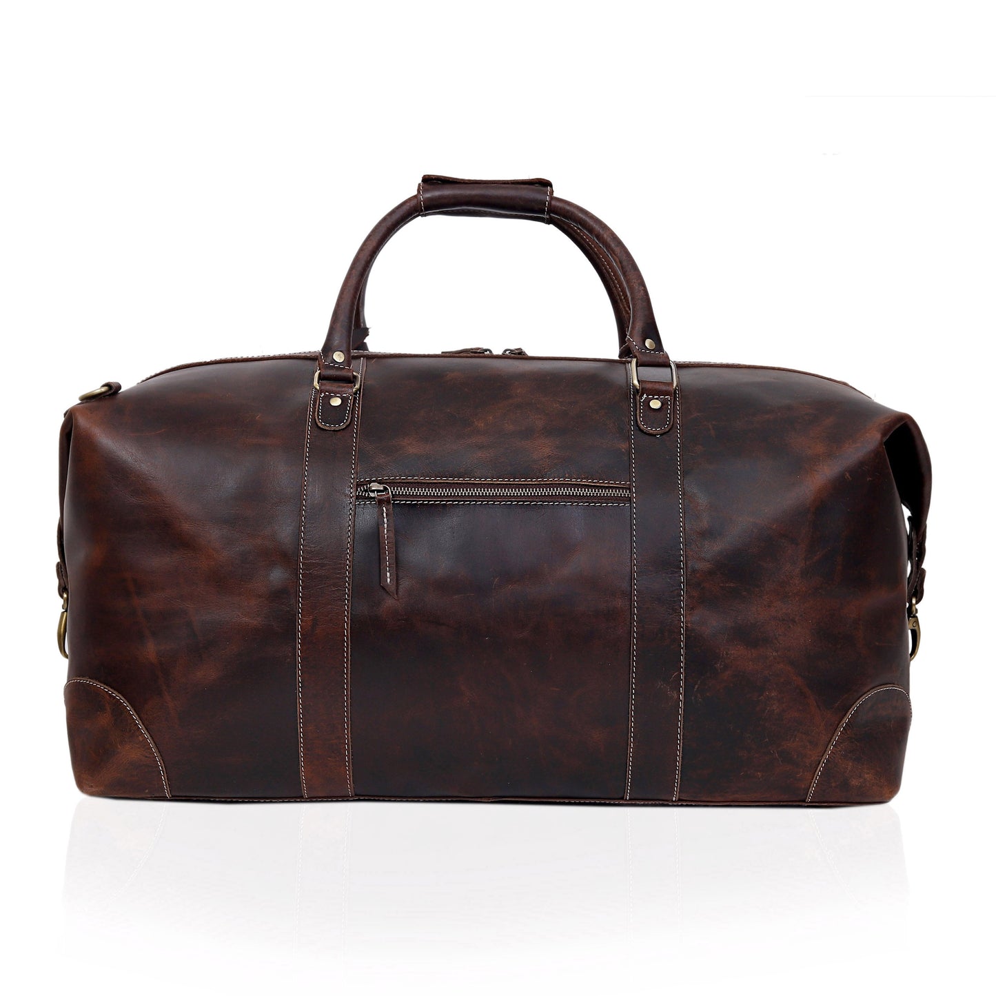 FRENCH LEATHER DUFFEL BAG MEN - BROWN