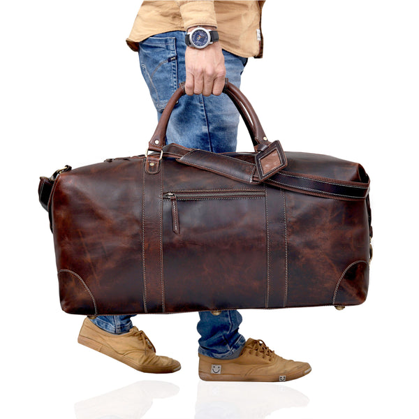 Watford Brown Leather Duffle Bag For Men