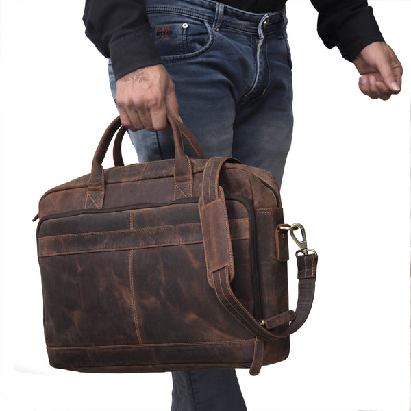 Fort William Brown Leather Briefcase For Men