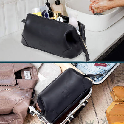 Euphrates Leather Toiletry & Large Dopp Kit - Black