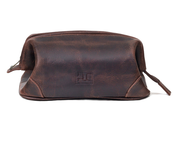 Derby Unisex Brown Leather Toiletry Bag
