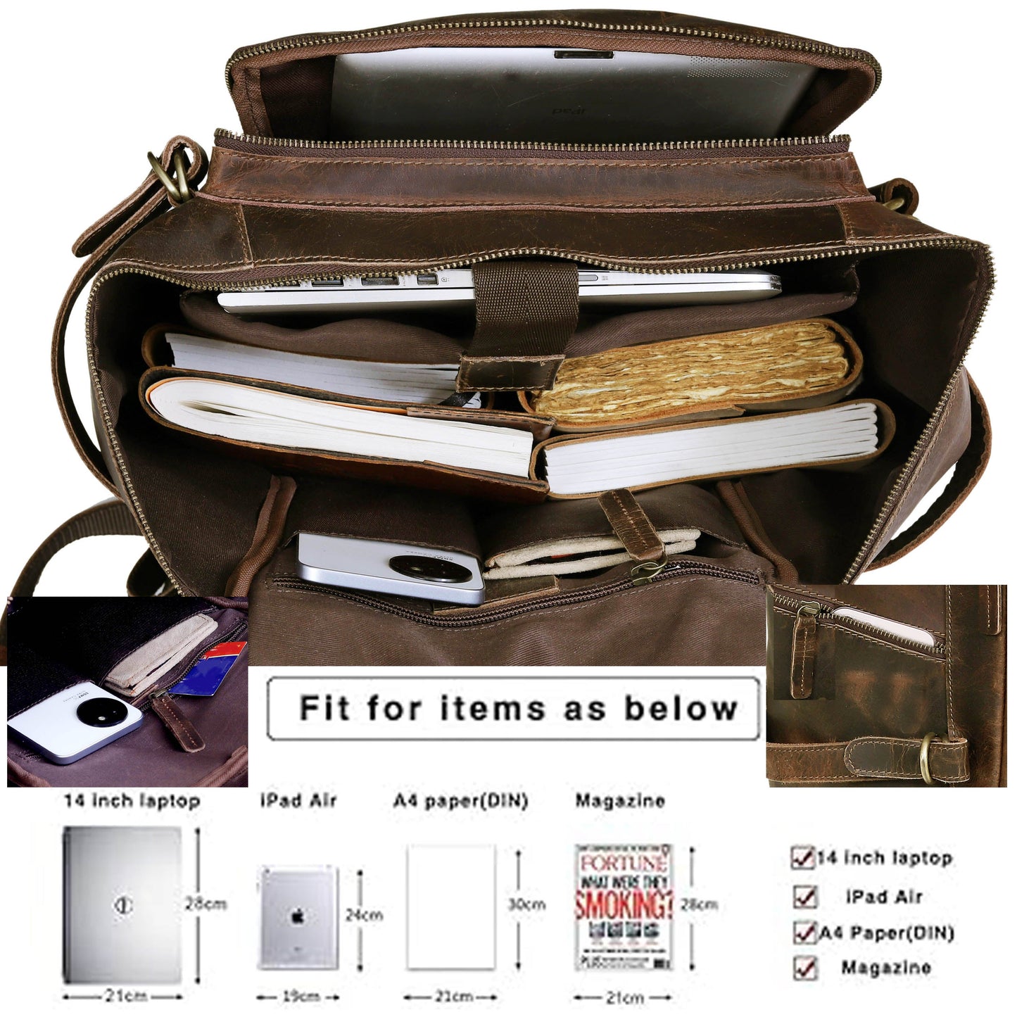 Kentucky Leather Backpack Retro Daypack