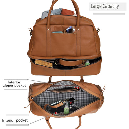 TOTO LEATHER DUFFLE BAG - TAN