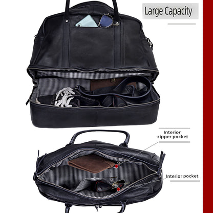 TOTO LEATHER DUFFLE BAG - BLACK