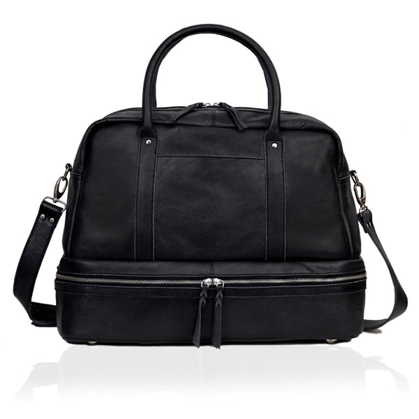 Newcastle Black Leather Duffle Bag For Men