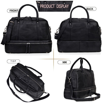 TOTO LEATHER DUFFLE BAG - BLACK
