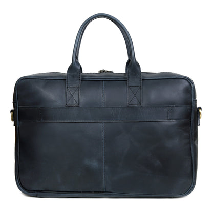 AUSTIN LAPTOP LEATHER BRIEFCASE - NAVY