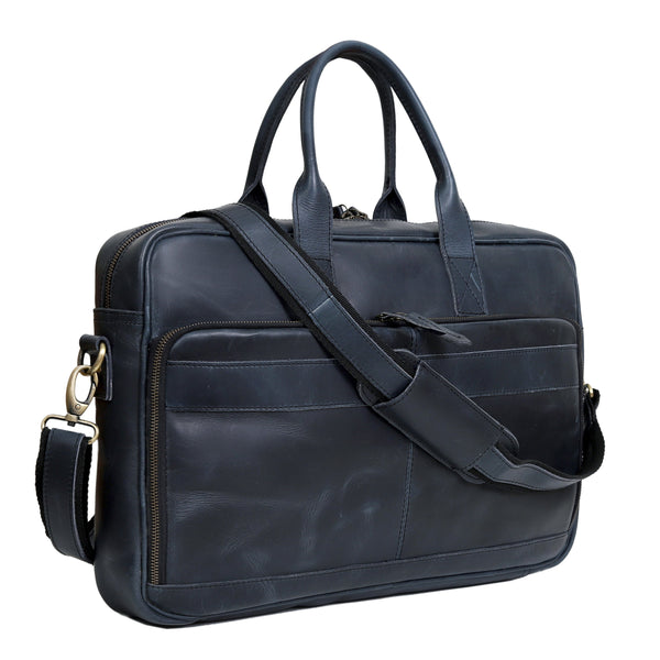 Fort William Navy Leather Briefcase For Men