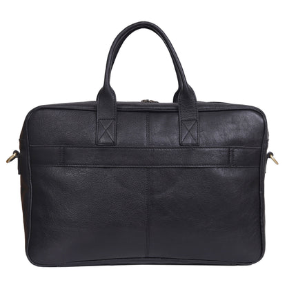 AUSTIN LAPTOP LEATHER BRIEFCASE - BLACK