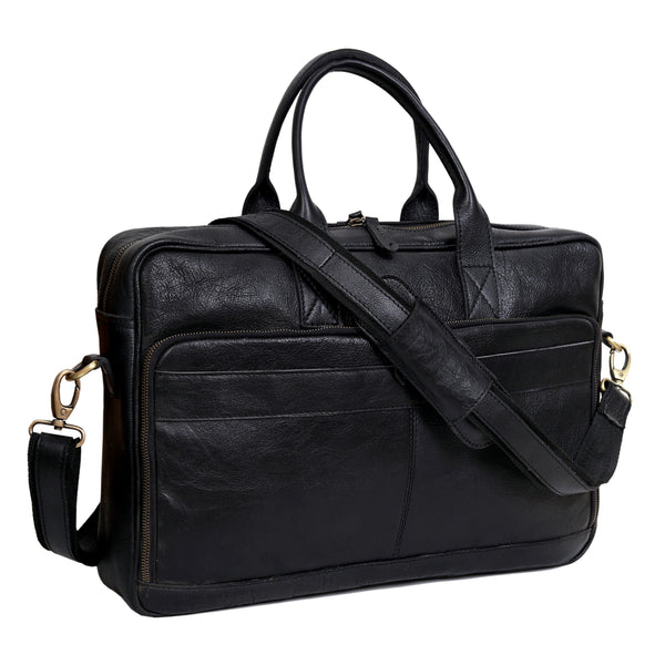 Fort William Black Leather Briefcase For Men